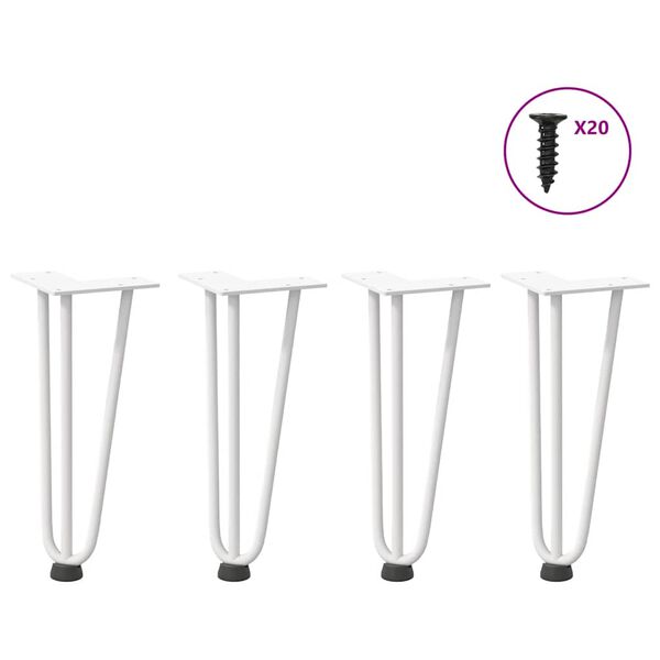 vidaXL Hairpin Legs for Coffee Table 4 pcs White 30 cm Solid Steel