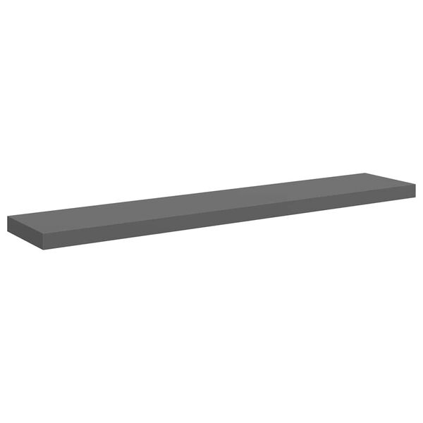 vidaXL Floating Wall Shelf High Gloss Grey 120x23.5x3.8 cm MDF