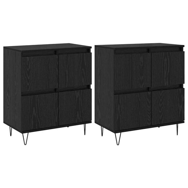 vidaXL Sideboards 2 pcs Black oak 120 x 35 x 70 cm Engineered wood