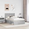 vidaXL Bed Frame with Storage Grey Sonoma 120 x 190 cm Solid Pine Wood