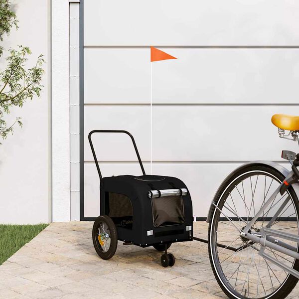 vidaXL Pet Bike Trailer with Storage Black 124.5 x 63.5 x 53 cm