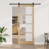 vidaXL Sliding Door Natural 83 x 232 cm Solid Pine Wood and Glass