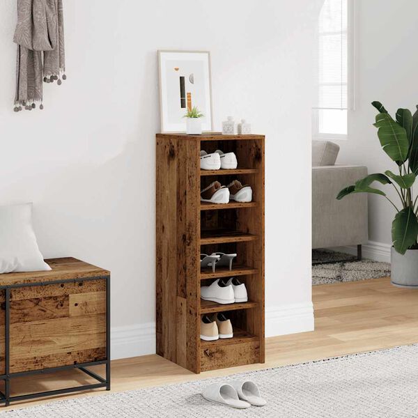 vidaXL Shoe Cabinet Old Wood 32x35x92 cm Engineered Wood