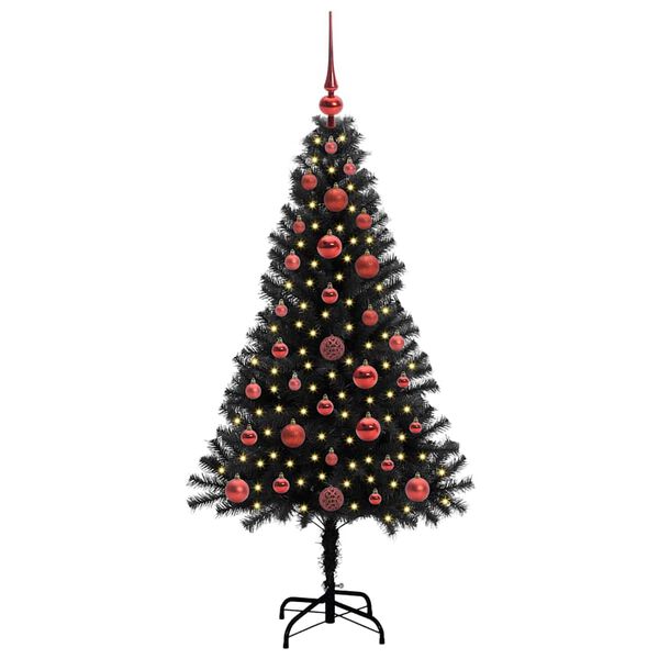 vidaXL Christmas Tree with 150 LEDs with Stand Black 120 cm PVC