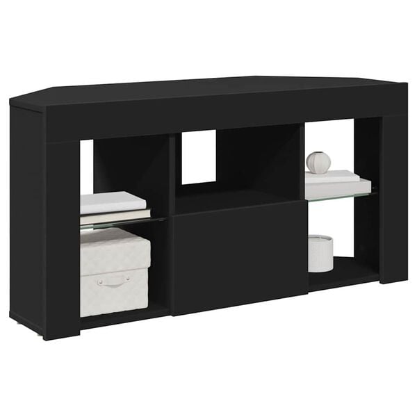 vidaXL Corner LED TV Cabinet Black 100 x 40 x 50 cm Engineered Wood