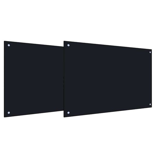 vidaXL Kitchen Backsplash 2 pcs Black 90 x 50 cm Tempered Glass
