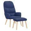 vidaXL Relaxing Chair with a Stool Blue Fabric