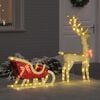 vidaXL Reindeer Pull Sleigh Warm white 151 x 28 x 128.5 cm Fabric
