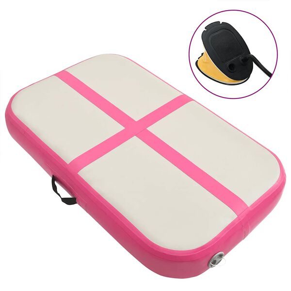 vidaXL Inflatable Gymnastics Mat with Pump 60x100x15 cm PVC Pink