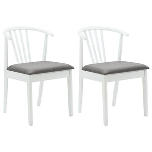 vidaXL Dining Chair 2 pcs Solid Rubberwood White and Grey