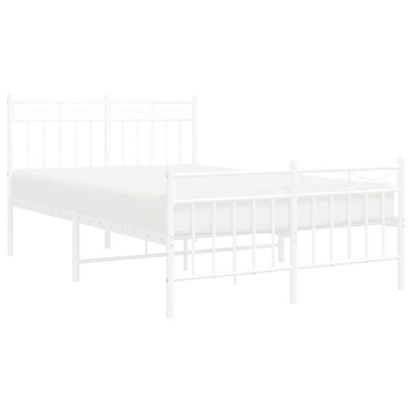 vidaXL Metal Bed Frame without Mattress with Footboard White 120x190cm