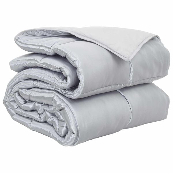 vidaXL Full Year Duvet Silver 200 x 155 cm Satin and Microfiber