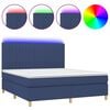 vidaXL Box Spring Bed with Mattress&LED Blue 160x200 cm Fabric