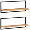 vidaXL Wall Shelf | Set of 2 | Natural wood and black