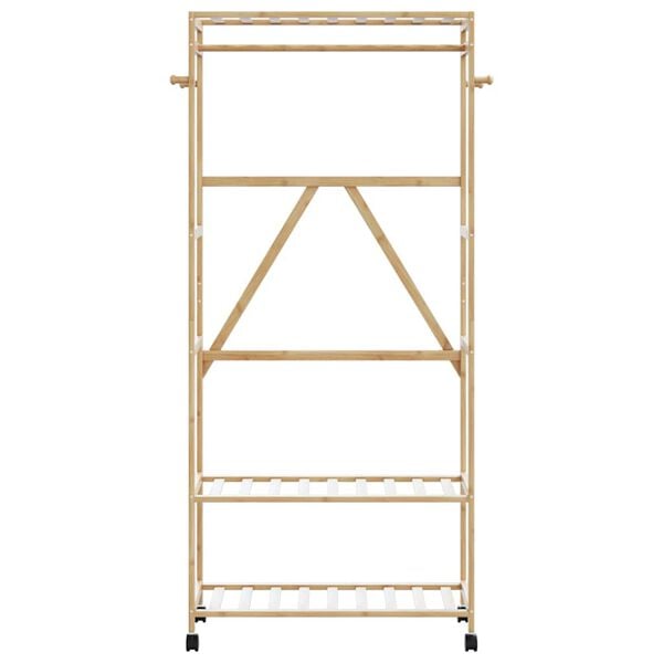 vidaXL Clothes Rack with Shelves and Wheels 90x40x179.5 cm Bamboo