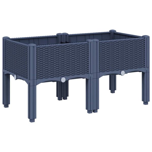 vidaXL Garden Planter with Legs Blue Grey 80x40x42 cm PP