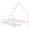 vidaXL Kids Bed Frame with Drawers White 90x190 cm Solid Wood Pine