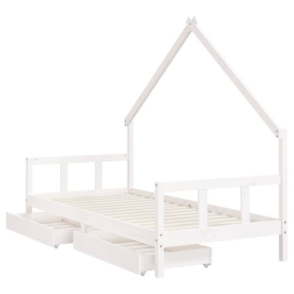 vidaXL Kids Bed Frame with Drawers White 90x190 cm Solid Wood Pine