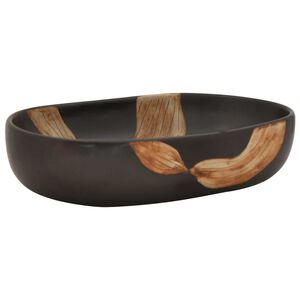 vidaXL Countertop Basin Black Oval 59x40x14 cm Ceramic