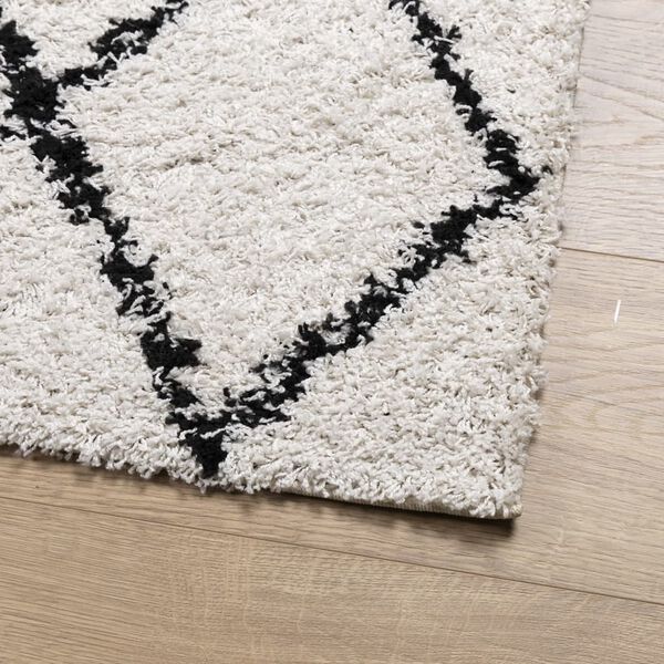 vidaXL Shaggy Rug PAMPLONA High Pile Modern Cream and Black 200x280 cm