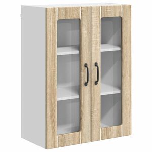 vidaXL Wall Glass Cabinet LUCCA Sonoma Oak 60 x 31 x 80 cm