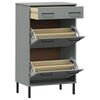 vidaXL Shoe Rack with Metal Legs Grey Solid Wood Pine OSLO
