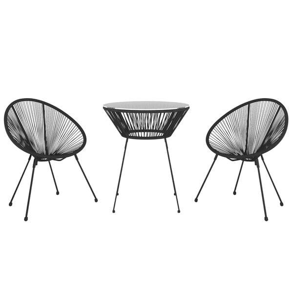 vidaXL 3 Piece Outdoor Dining Set PVC Rattan Black