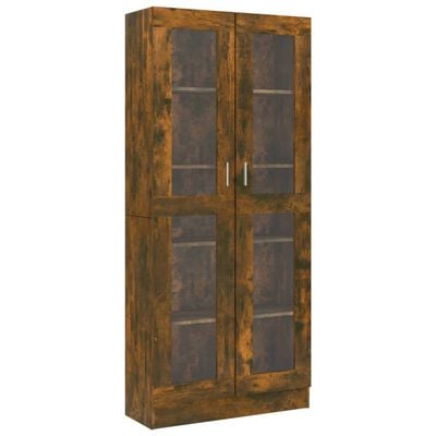 vidaXL Vitrine Cabinet Smoked Oak 82.5x30.5x185.5 cm Engineered Wood