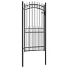 vidaXL Fence Gate with Spikes Black 100 x 200 cm Powder-coated steel