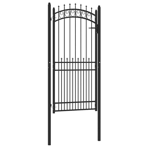 vidaXL Fence Gate with Spikes Black 100 x 200 cm Powder-coated steel