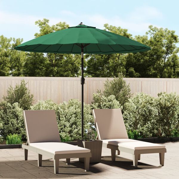 vidaXL Garden Parasol with Aluminium Pole 270 cm Green