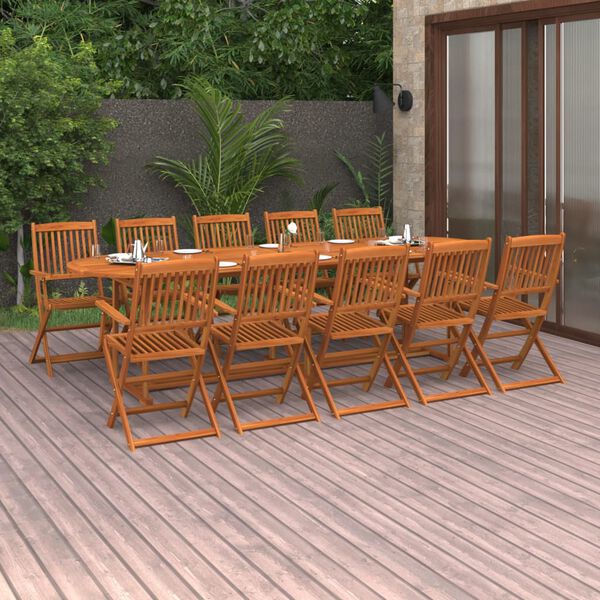 vidaXL 13 Piece Garden Dining Set 280x90x75 cm Solid Wood Acacia