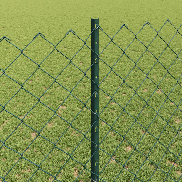 vidaXL Fence with Post Green 1.4 x 10 m Steel and PVC