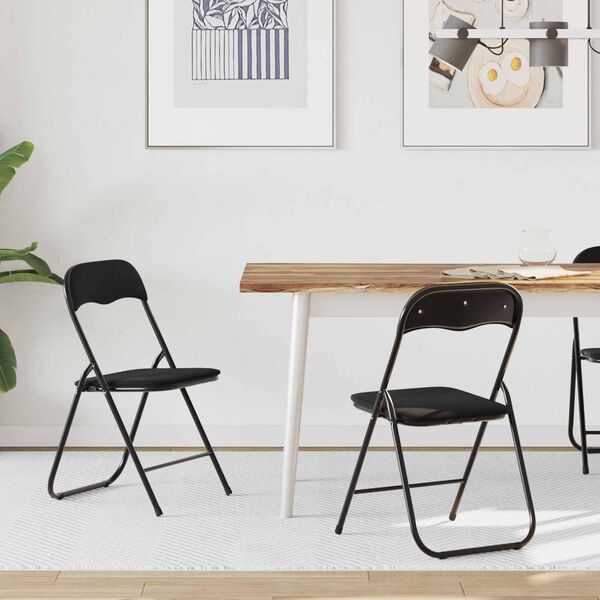 vidaXL Folding Chair 2 pcs Black 48 x 44 x 78 cm Velvet