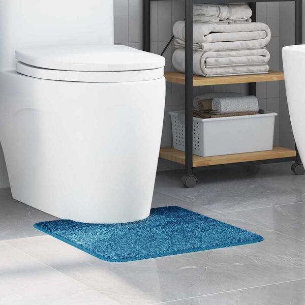 vidaXL Anti-slip Bath Mat with Toilet Cut Blue 50 x 50 cm PP