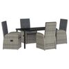 vidaXL Garden Dining Set with Cushion 5 pcs Grey Poly Rattan
