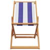vidaXL Folding Beach Chair Blue and White Solid Wood Eucalyptus and Fabric