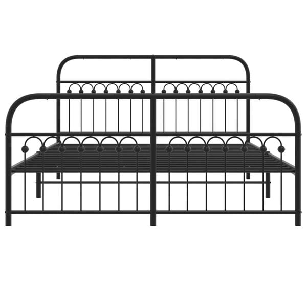 vidaXL Metal Bed Frame without Mattress with Footboard Black 150x200cm