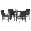 vidaXL Garden Dining Set with Cushion 5 pcs Grey and Black Rattan