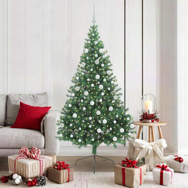 vidaXL Artificial Pre-lit Christmas Tree Green 180 cm PVC