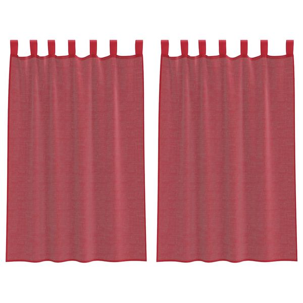 vidaXL Voile Curtains with Loops 2 pcs Wine Red 140x175 cm