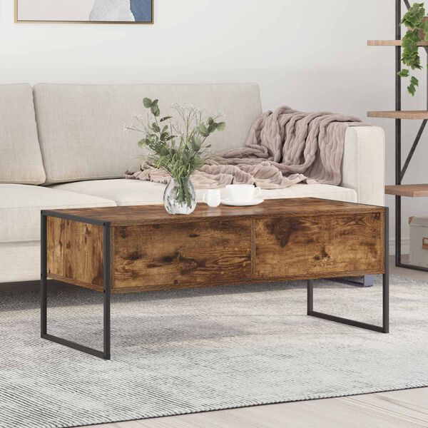 vidaXL Coffee Table Smoke Oak 100 x 46 x 40 cm Engineered Wood