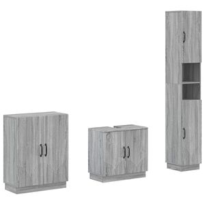 vidaXL 3 Piece Bathroom Cabinet Set HOORN Grey Sonoma Engineered Wood