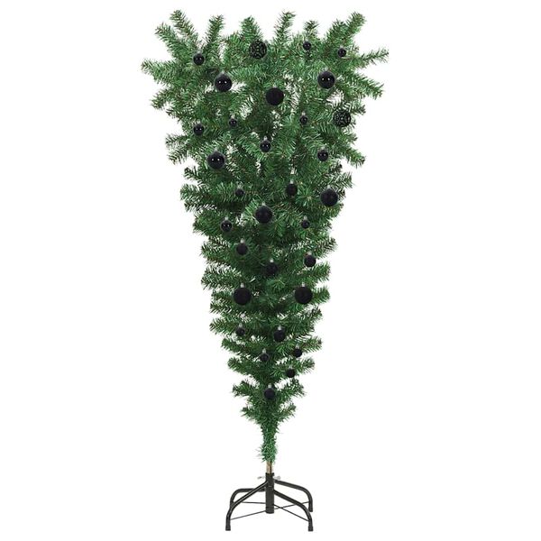 vidaXL Upside-down Artificial Pre-lit Christmas Tree with Ball Set