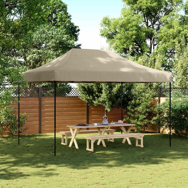 vidaXL Party Tent Folding Taupe 279 x 410 x 315 cm Oxford Fabric