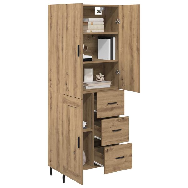 vidaXL Highboard 2 pcs Artisan Oak Engineered Wood and Glass
