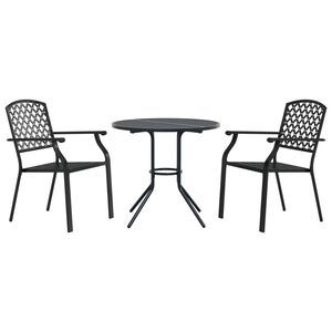 vidaXL Stackable Garden Chair Set 3 pcs Anthracite Powder-coated Steel