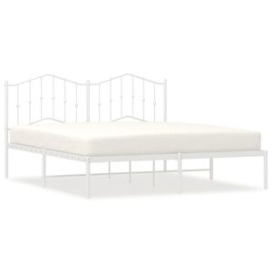 vidaXL Metal Bed Frame without Mattress with Headboard White 180x200cm