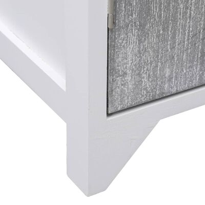 vidaXL Bathroom Cabinet White and Grey 46x24x116 cm Paulownia Wood
