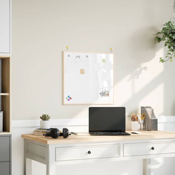 vidaXL Magnetic Whiteboard with Solid Pine Wood Frame 60x55 cm